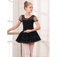 thumbnail image 5 of Stelle Toddler Girls Puff Sleeve Sequins Tutu Ballet Dress,Ballet Leotard with Sparkly Skirt Ballerina Performance Outfit Dance Dress,Black,7-8 Years, 5 of 8