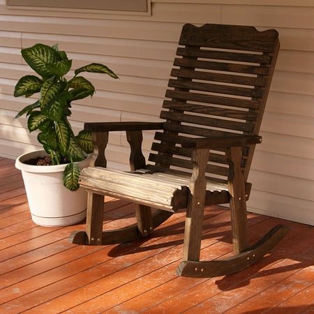 Amish Heavy Duty 600 Lb Classic Pressure Treated Rocking Chair (Dark Walnut Stain)