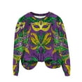 thumbnail image 5 of Felirenzacia Women's Carnival Fleece Sweatshirt, Crewneck Long Sleeve Mardi Gras Party Pullover Hoodie Tops, S-3XL, 5 of 6