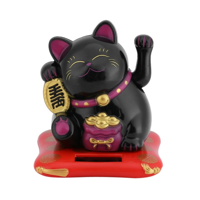 Waving Cat, Fortune Plastic Luck Exquisite Workmanship Solar Luck Cat Happiness For Home For Office Display