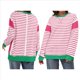 thumbnail image 3 of Sudadera Informal de Larga con Cuello Redondo y Rayas de Color Block para Mujer. Rosa Verde M, 3 of 5