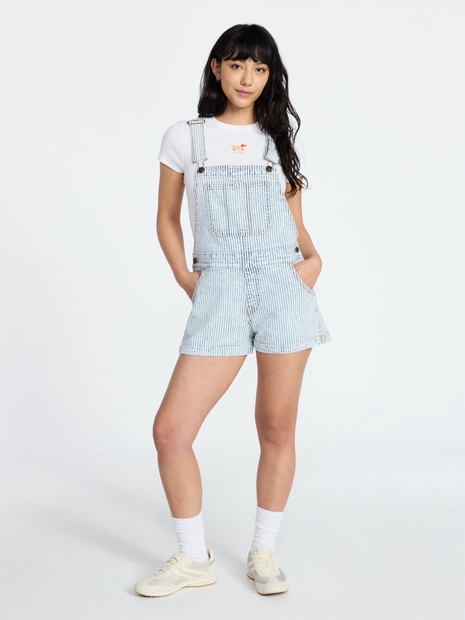No Boundaries Denim Shortalls, 3" Inseam, Women's Sizes XXS-XXL