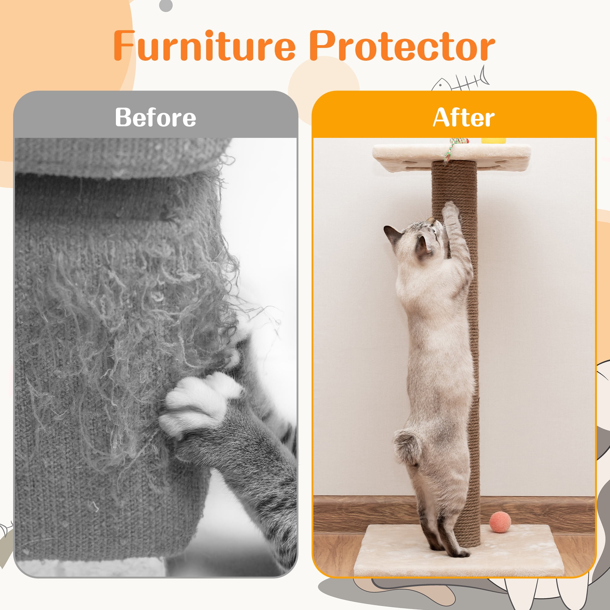 Cat scratching posts Replacement Carpets Protective Scratch Post Refill Pole for yellow 40cmx7cm