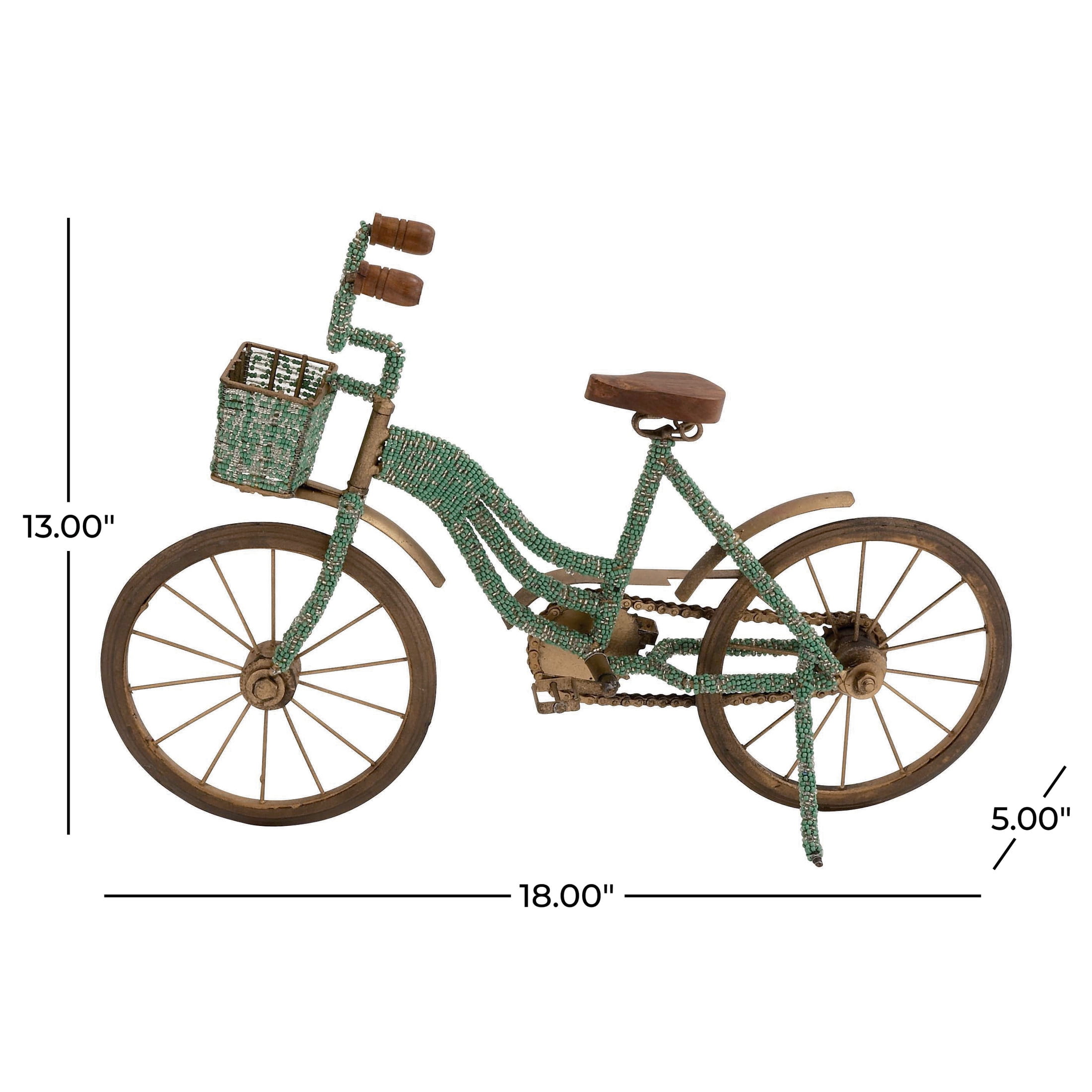 18" x 13" Green Metal Bike Sculpture, by DecMode
