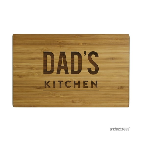 Andaz Press Laser Engraved Small Bamboo Wood Cutting Board, 9.5 x 6-inch, Dad's Kitchen, 1-Pack