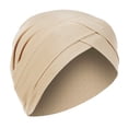 thumbnail image 2 of TODOZO Women Headwrap Turban Chemo Cancer Headwear African Headwrap Hair Pre-Tied Turbans Fashion Head Covering Hat Turban Muslim Women Solid Cap Ruffle Wrap Baseball Caps Beige One Size, 2 of 2