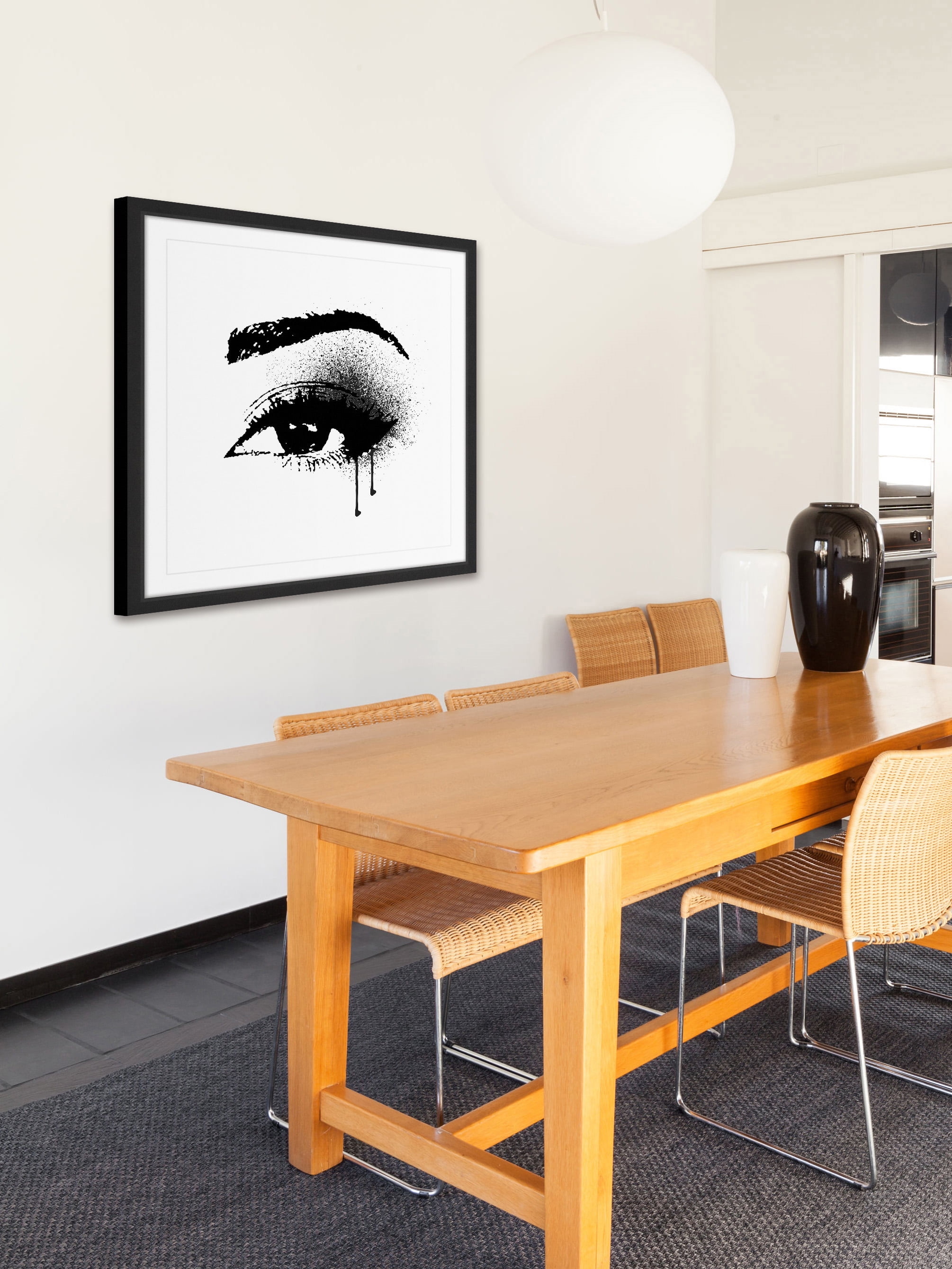 "Black Drip Eye" Framed Painting Print