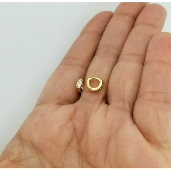 0.50 Ct Round Real Moissanite Small Huggie hoop Earring 14K Yellow Gold Plated