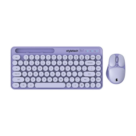 styletech MK520 Wireless Pastel Keyboard and Mouse Bundle - Lavender Purple PC Compatible