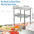 thumbnail image 6 of BENTISM Stainless Steel Work Prep Table Commercial Food Prep Table 30x30x36in, 6 of 8