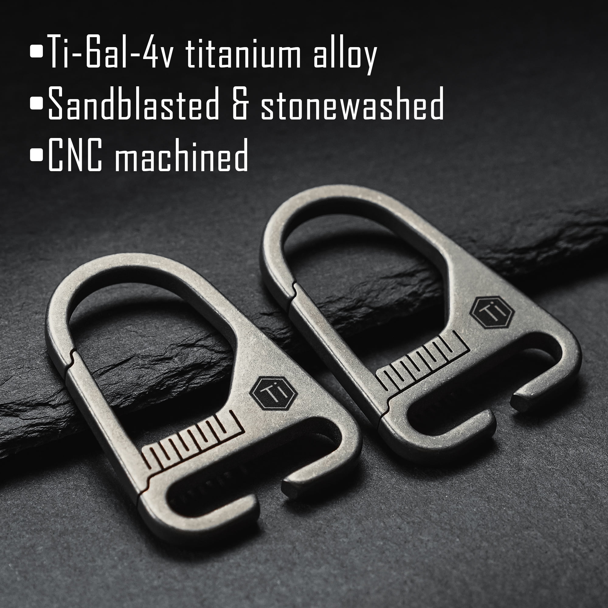 Sling Clip Hook, Key Unity Titanium Snap Clasp Carabiner for Keychain, Bag and Shoulder Strap, KB00 Gray