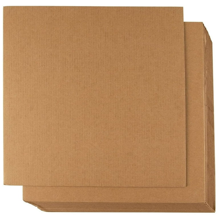 100Pcs 12x12 Corrugated Cardboard Sheets 1/8 Flat Cardboard Inserts Brown