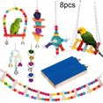thumbnail image 1 of Flmtop 8Pcs Pet Bird Parrot Rattan Ball Bell Beads Stand Cage Hanging Swing Chew Toys Random Color, 1 of 8