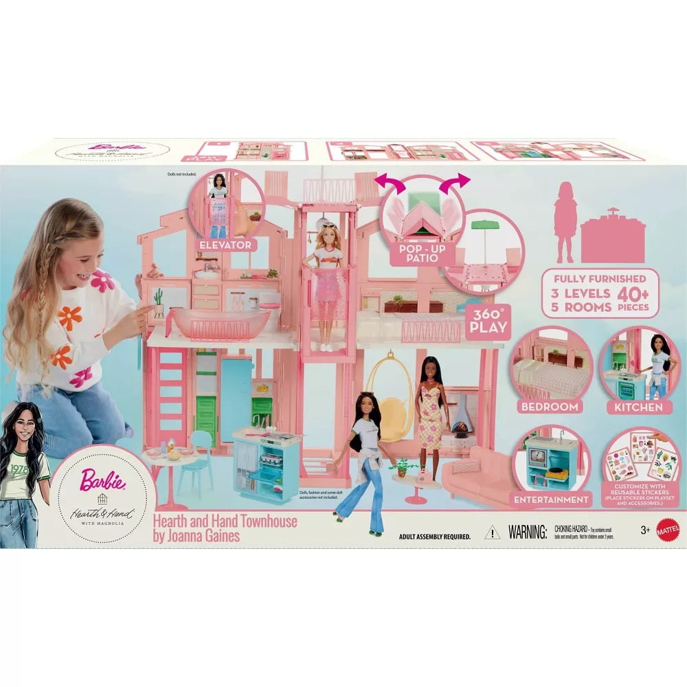 Barbie Hearth & Hand Townhouse Playset with 3 Levels & 40+ Pieces Including Furniture & Accessories
