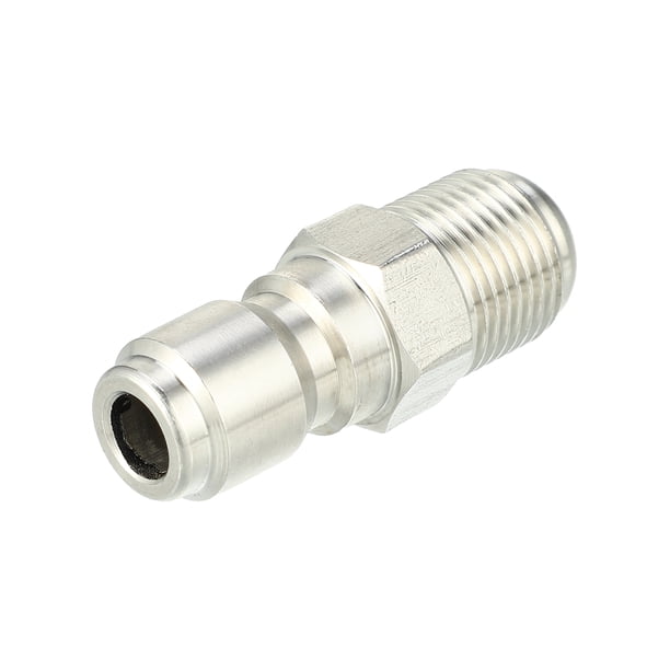 Adaptador de pistola de lavado a presión de acero inoxidable de 3/8" tono plateado universal para automóvil