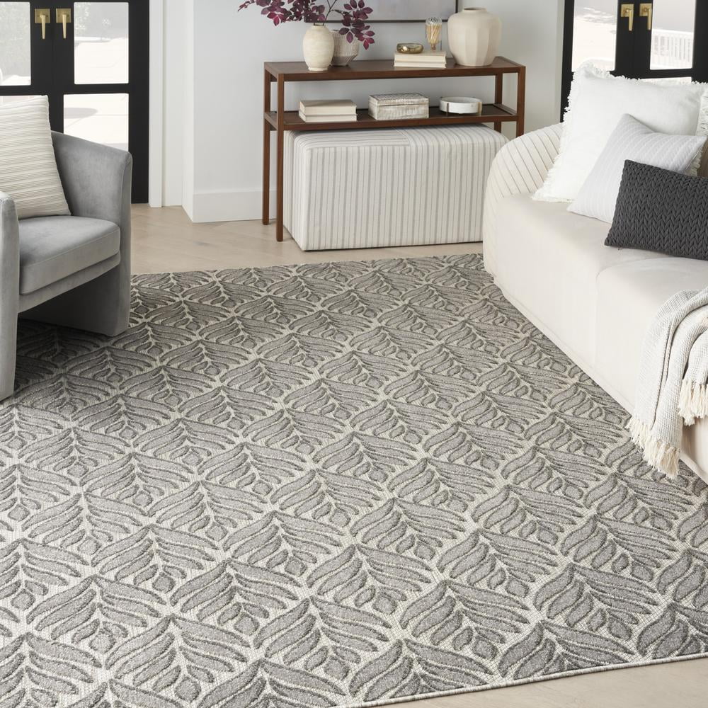 Nourison Aloha Indoor/Outdoor Charcoal 5'3" x 7'5" Area Rug, (5x7)