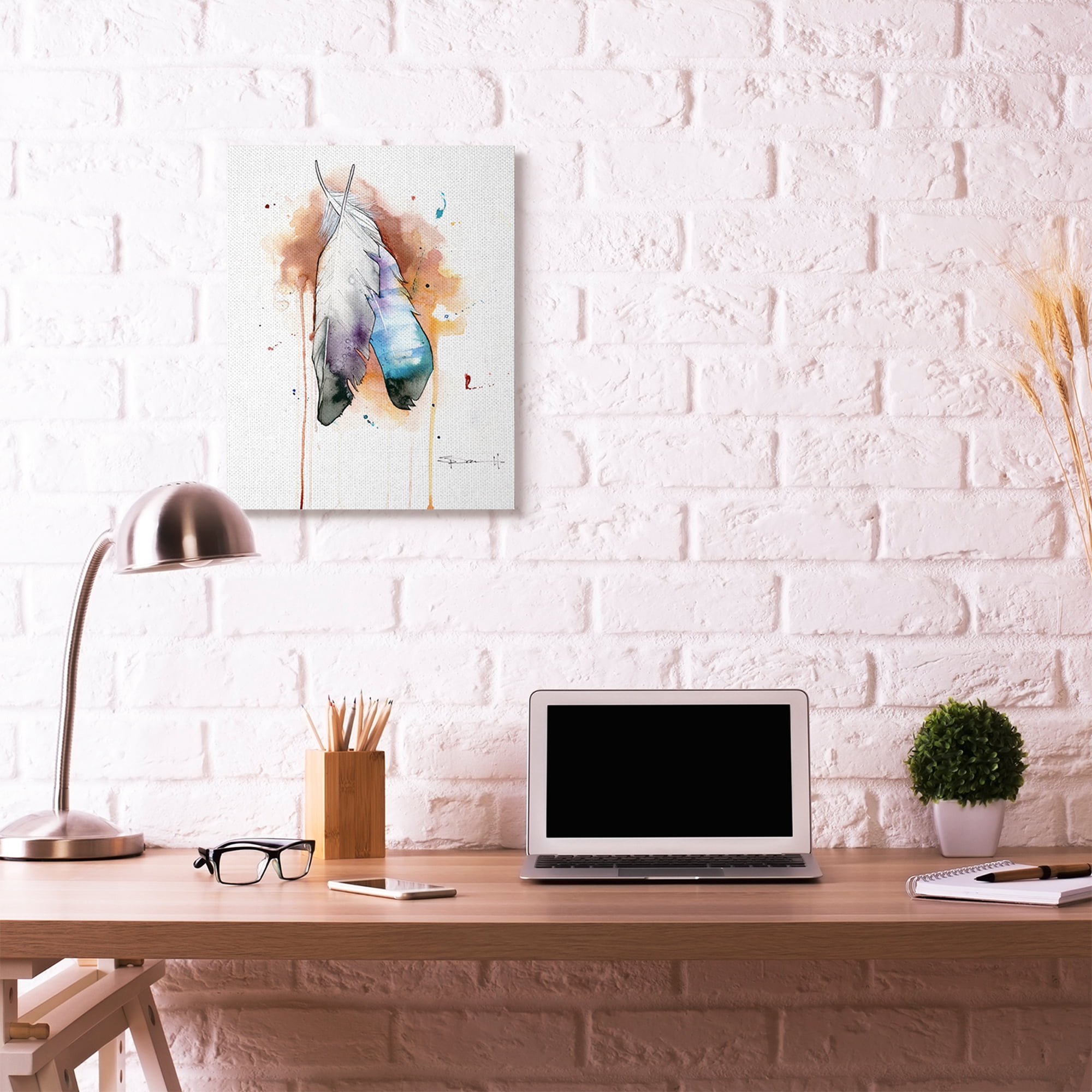 Sean Parnell Bird Feathers Abstract Watercolor Painting 24 in x 30 in Painting Canvas Art Print, by Stupell Home Décor