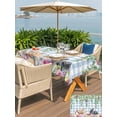 thumbnail image 4 of Outdoor Tablecloth with Umbrella Hole and Zipper, Easter Rabbits Rectangle Table Cloth 54x80 Inch Waterproof Tablecloth, Spring Cute Bunny Eggs Flowers Leaf Blue Plaid Picnic Table Cover for Patio, 4 of 7