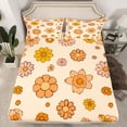 thumbnail image 2 of jejeloiu Cartoon Cute Flower Twin Sheet Sets,Kawaii Floral Twin Fitted Sheet,Orange Daisy Blossom Flat Sheet For Girls Teens,Ultra Soft Home Decor,3-Piece, 2 of 7