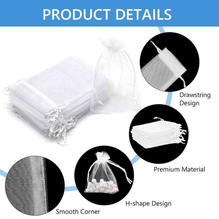 Tripumer Organza Drawstring Pouches, 200-Piece Small Gift Bags photo 5