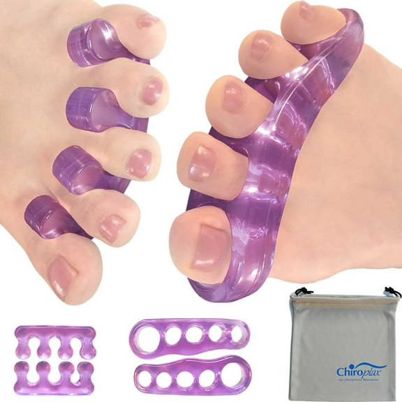Chiroplax Toe Separators Stretchers Silicone Gel Spreader Spacer for Bunion Bunionette Relief Hammer Overlapping Toe Straightener Corrector (Lavender)