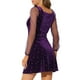 thumbnail image 3 of INSPIRE CHIC Vestido de Terciopelo para Mujeres con Cuello Cuadrado, Mangas de Malla y Estampado de Estrellas, Vestidos de Fiesta y Prom, Morado M, 3 of 5