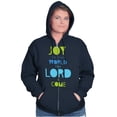 thumbnail image 3 of Joy to the World Lord Has Come Zip Hoodie Sweatshirt Women Brisco Brands S, 3 of 5
