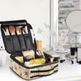 thumbnail image 5 of FORMRS Travel Makeup Bag Large Capacity Train Case Cosmetic Organizer with Adjustable Dividers, Retro Pink Stars, 5 of 8