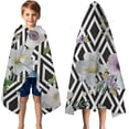 thumbnail image 3 of Pioneer Flower Floral Print Pattern Hooded Bath Towel，50"x30" for Ages 3 To 12 Kids, Quick Dry Lightweight Soft Microfiber Hood Beach Towel Cover Up for Kids, 3 of 7