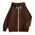 thumbnail image 5 of Besolor Womens Zip up Hoodies Drawstring Long Sleeve Sweatshirts Fall Winter Casual Thermal Warm Outdoor Track Jacket with Pockets(Small,Brown), 5 of 5
