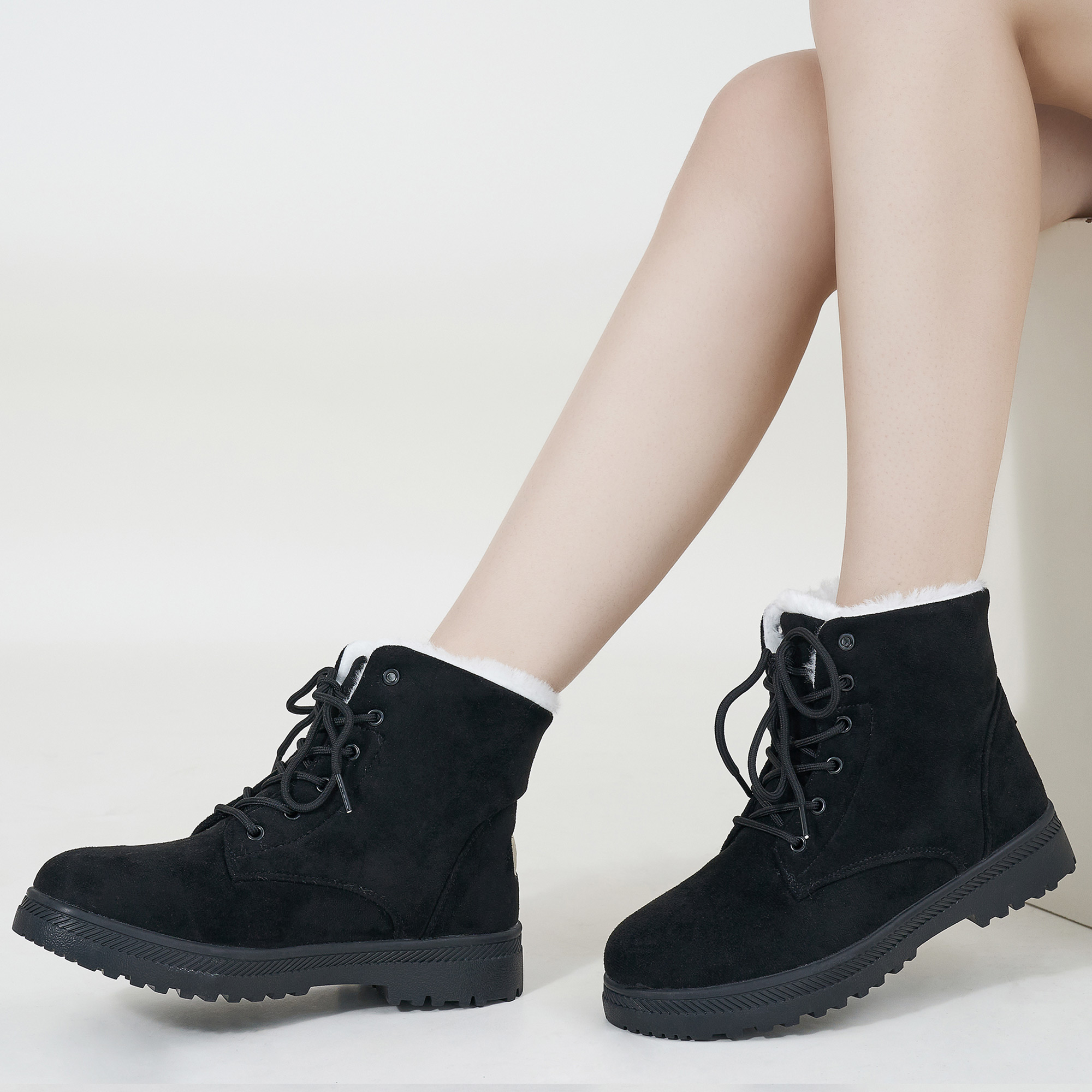 Ecetana Women's Winter Snow Boots Lace-Up Ankle Booties photo 5