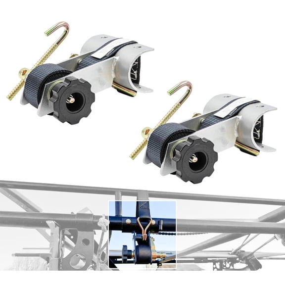 1-1/2" x 7' Ladder Rack Ratchet Tie-Down Straps (Pair) Round Tube Mount, 304 Stainless Steel
