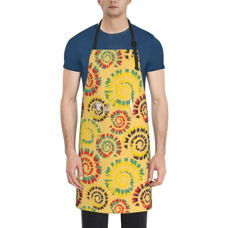 

Vsdgher Colourful Tie Dye 1 Waterproof Apron with 2 Pockets Kitchen Chef Aprons Bibs for Grooming Cooking Baking Painting Gardening
