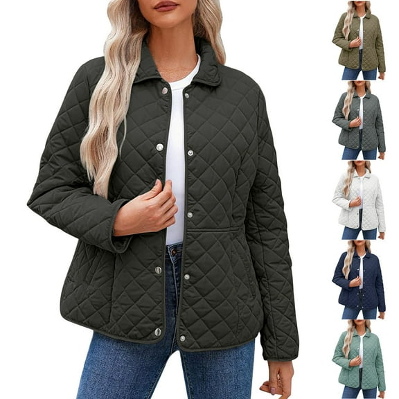 Women's Quilted Barn Jackets 2025 Trendy Puffy Coats Quilted Bomber Jacket Lightweight Warm Winter Outerwear Clothing, 2025 Clearance