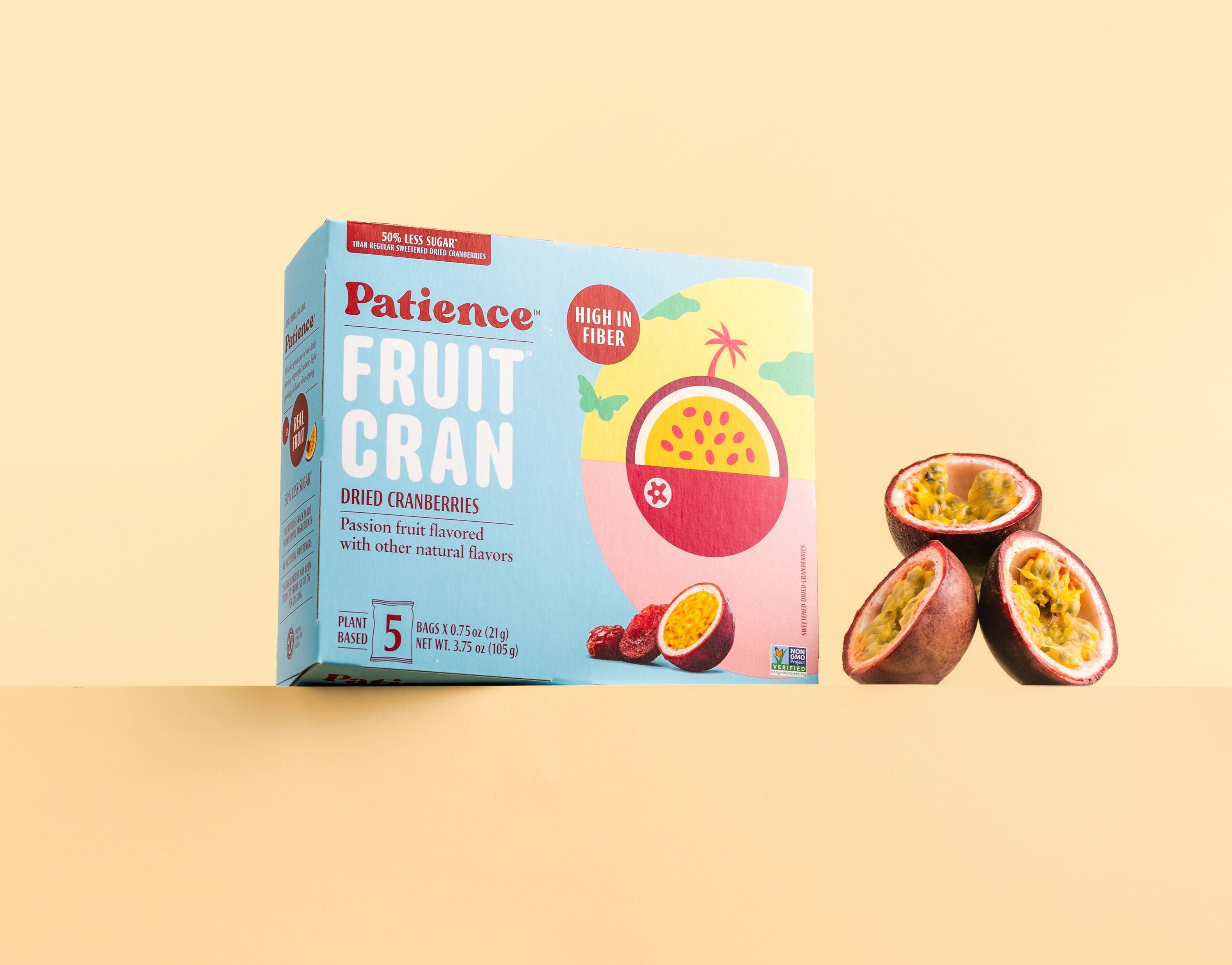 (3 pack) Patience FruitCran Dried Cranberries, Passion Fruit Flavor, .75 oz, 5 Count