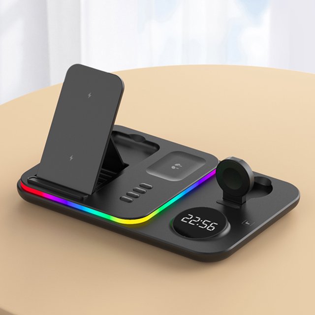 Soporte De Teléfono Celular Base de carga inalámbrica Luz ajustable conveniente útil para iPhone Apple Watch Likrtyny Para estrenar