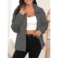 thumbnail image 4 of SOMER Fleece Jacket Women Fall Coats Sherpa Jacket Women Long Sleeve with Pockets Dark Gray Zip up Soft Warm, 2025 Winter, 4 of 7