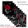 thumbnail image 2 of 9 Sheets Canvas Unframed Red Flower Art Paintings Black Background Modern Wall Art Decorations, 2 of 7