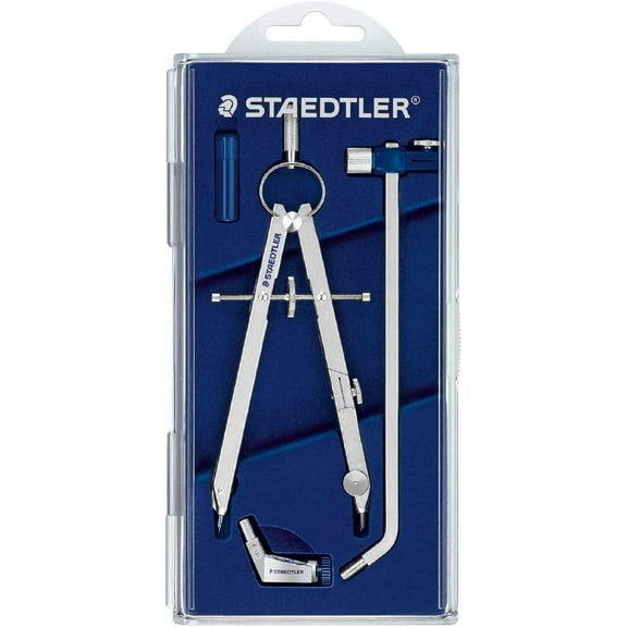 Staedtler Mars Comfort, Professional Drafting, Drawing Compass with Extension Arm, Draws Circles up to 19.5 Inch Diameter, Spring Bow Compass with Center Adjuster Wheel, 551 02