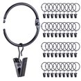 thumbnail image 1 of Anillas de cortina con clips, paquete de 36 unidades, roonoo, metal negro, 31 mm, 1 of 7
