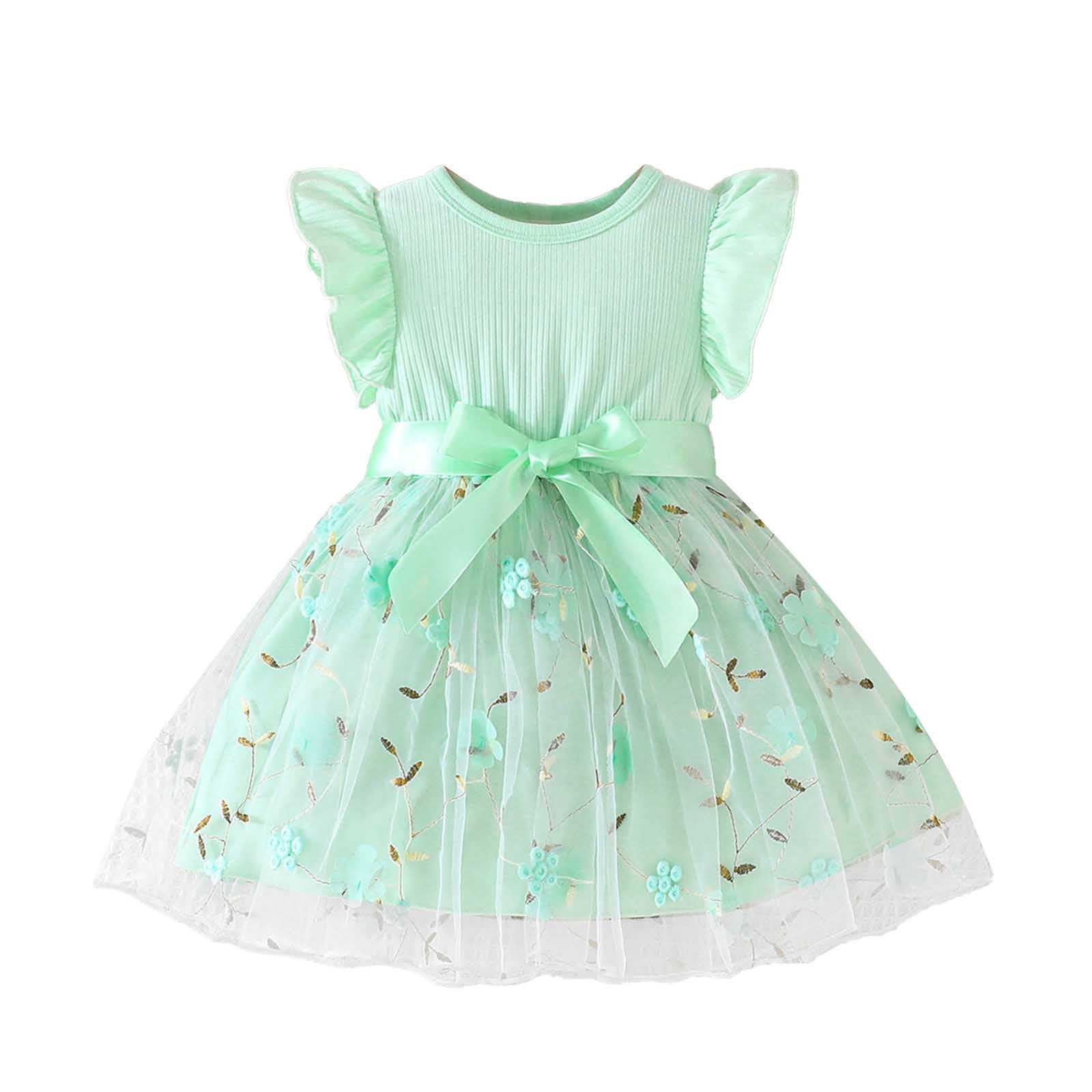 LUOGENLI Dress Toddler Baby Girls Tule Tutu Dress Ruffle Sleeve