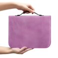 thumbnail image 2 of HELLHERO Solid Pink Leather Texture Church Bible Bag for Women, Portable Bible Covers with Handle for Outdoor Outdoor Study Christian Prayer, 2 of 12