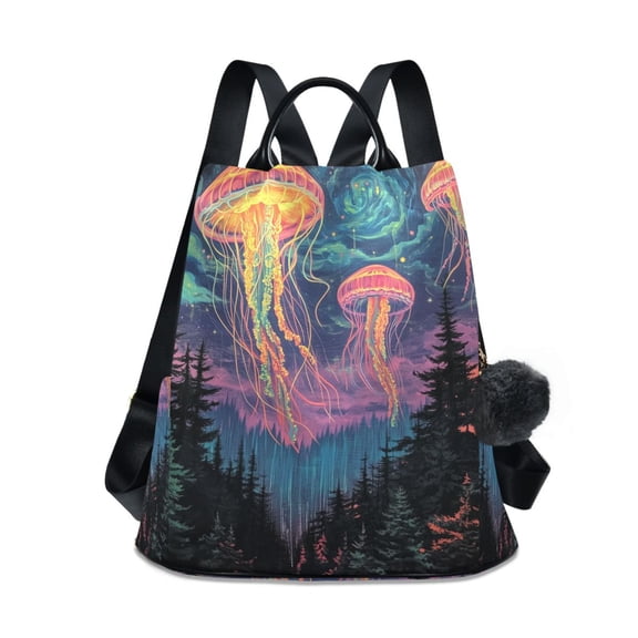 FORMRS Women's Travel Backpack Purse Anti-Theft Hidden Pockets Casual Shoulder Bag, Psychedelic Jellyfish