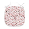 thumbnail image 1 of Cherry Blossom Dining Chair Pad, 3D Illustrated Sakura Tree Design with Buds and Multiplexed Stamens, Water Resistant Pillow with Straps for Seats, 2 Pieces Set, Dark Taupe and Rose, by Ambesonne, 1 of 5