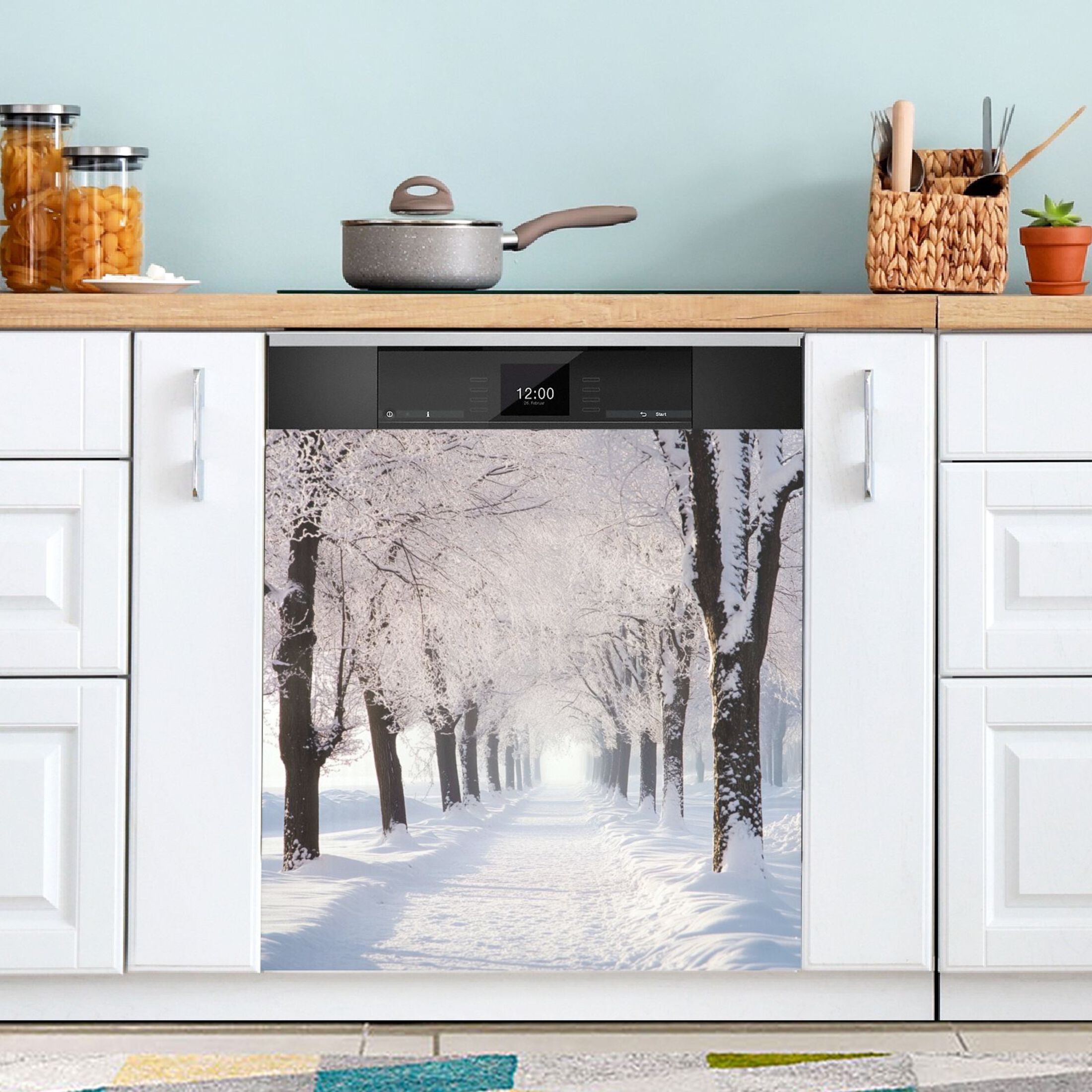 Dishwasher Magnetic Sticker 23x26 Inch Refrigerator Magnetic Sticker Washing Machine Magnetic Sticker Kitchen Panel Magnetic Sticker Home Decor Big Tree in Winter