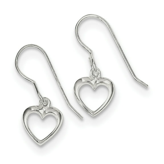 Primal Silver Sterling Silver Heart Dangle Shepherd Hook Earrings
