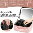 thumbnail image 2 of JUNWELL Makeup Bag with LED Mirror  Adjustable Divided Makeup Storage  3 Light Modes  Pink, 2 of 5
