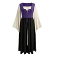 thumbnail image 6 of RKSTN Renaissance Dress Women Color Block Bell Sleeve Lace up Corset Front Maxi Theater Performance Halloween Dress with Corset Robe, 6 of 7