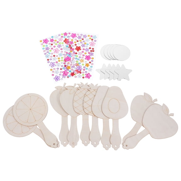 GETAJGHSD 10Sets Small Wooden Handheld Mirror DIY Craft Kit Assorted Color Creative Painting Party Supplies