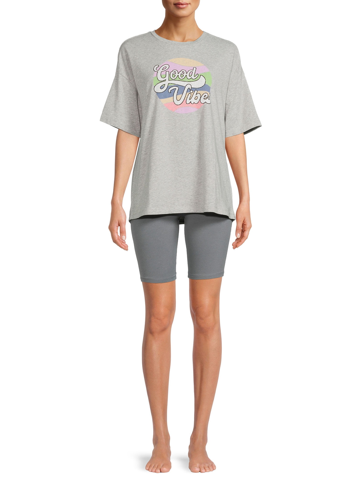 Secret Treasures Women's and Women's Plus Short Sleeve T-shirt and Bike short set, 2-Piece